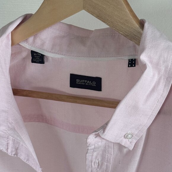 Buffalo by David Bitton S/S Linen Pink Button-down Shirt, XL - Picture 4 of 4